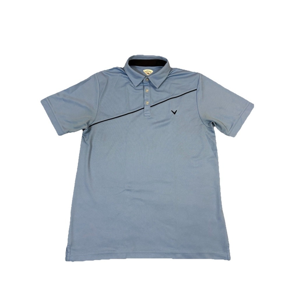 Callaway Golf Polo Mens Medium Blue Excellent Short Sleeve Diagonal Stripe Shirt - Picture 2 of 7